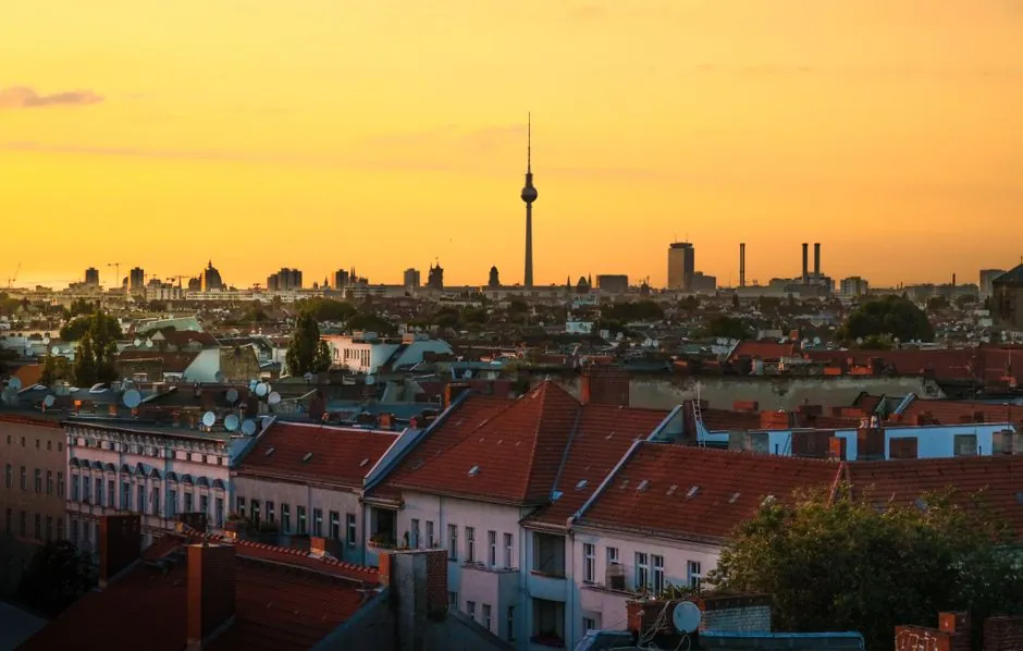Stunning view of Berlin's skyline with the TV tower at sunset.